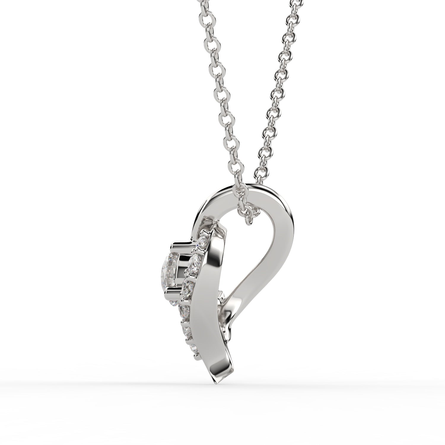 Elegant Wave Diamond Pendant Necklace