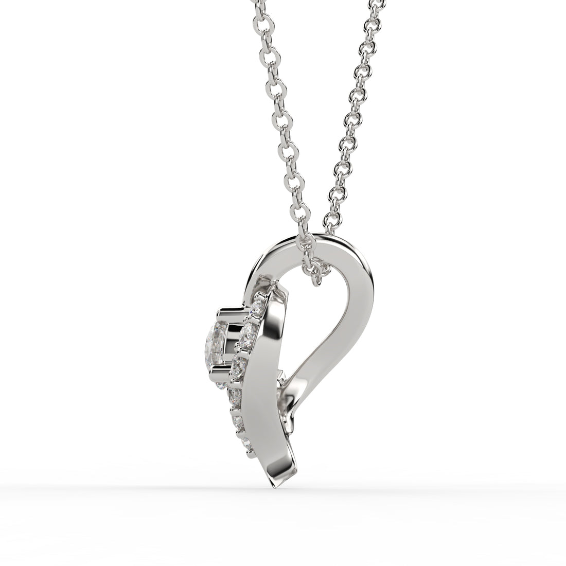 Elegant Wave Diamond Pendant Necklace