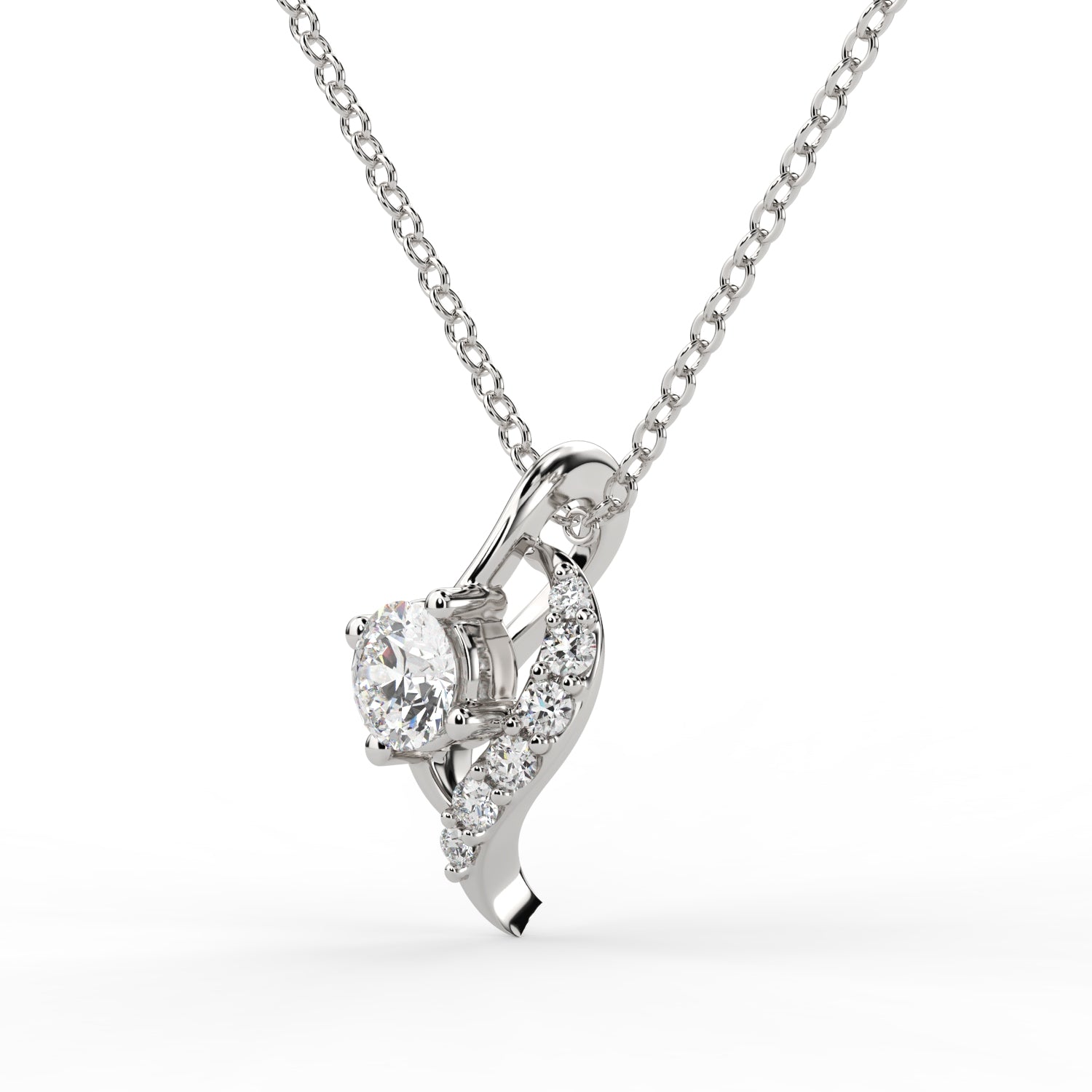 Elegant Wave Diamond Pendant Necklace