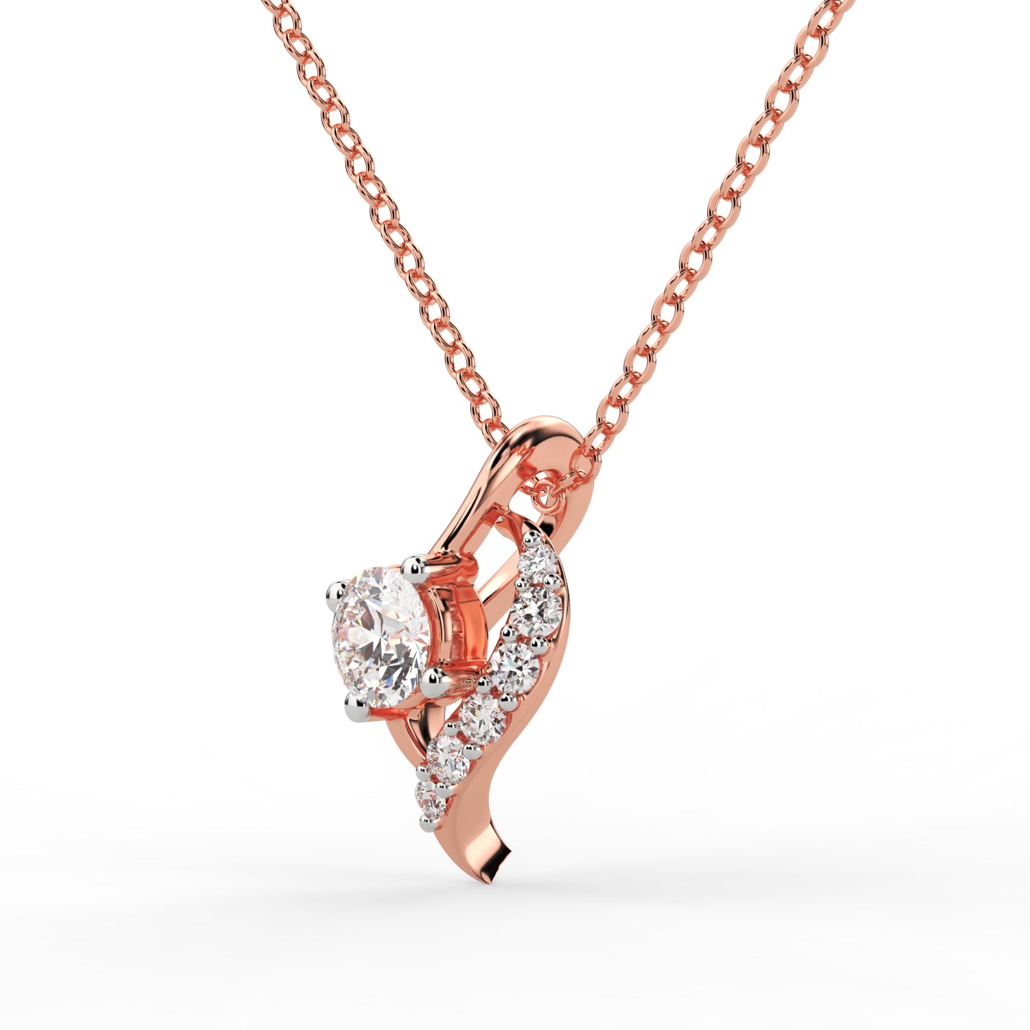 Elegant Wave Diamond Pendant Necklace