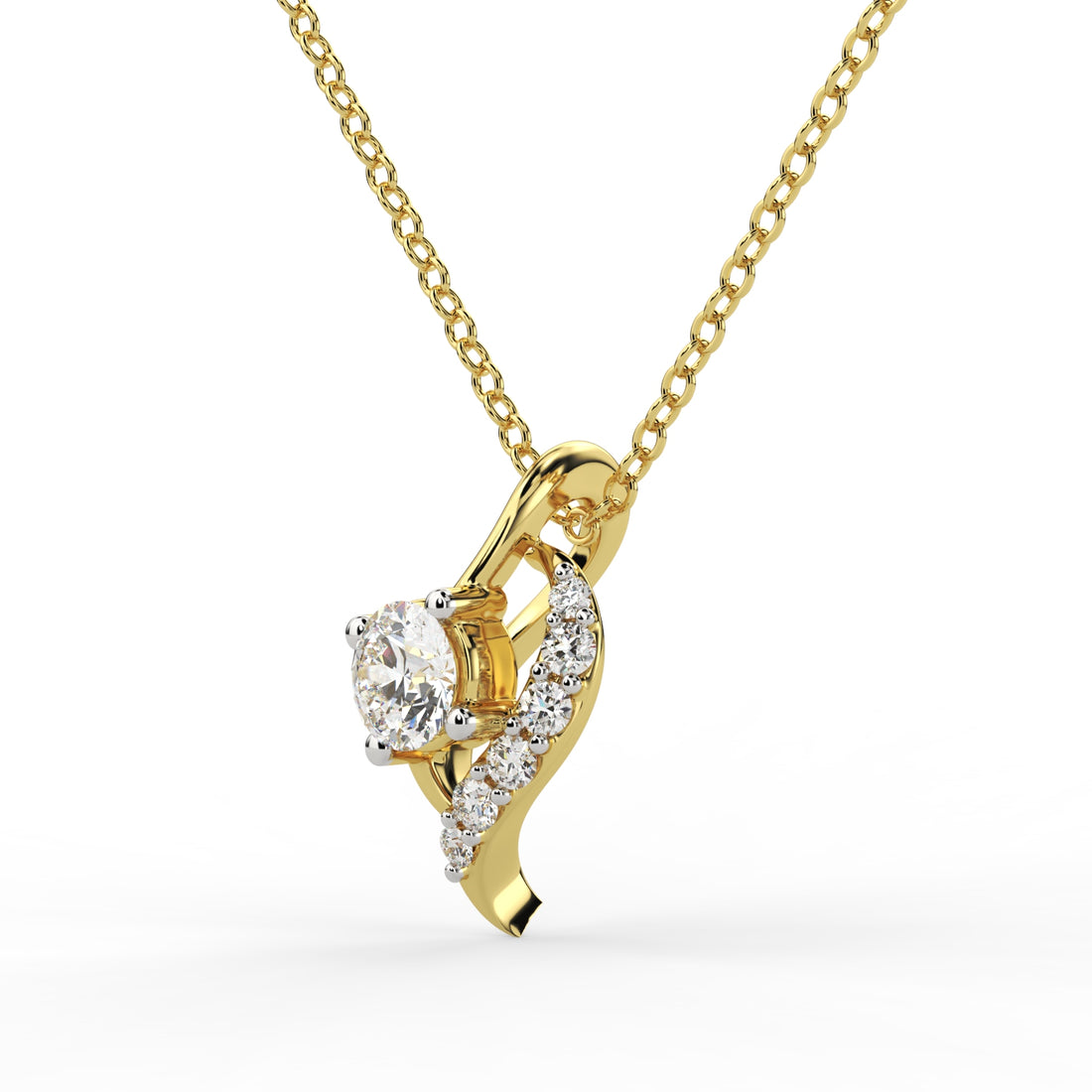 Elegant Wave Diamond Pendant Necklace