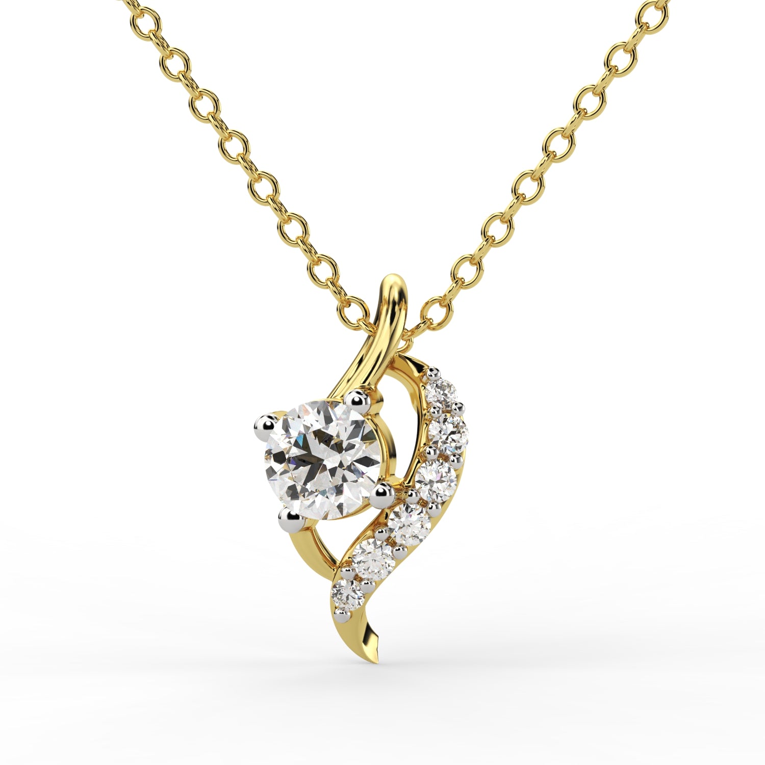 Elegant Wave Diamond Pendant Necklace