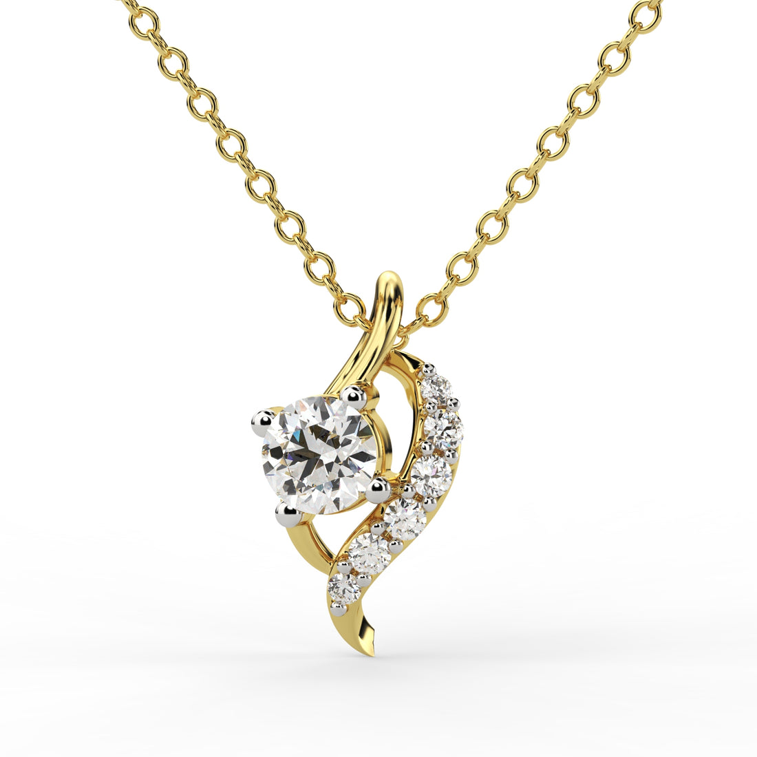 Elegant Wave Diamond Pendant Necklace