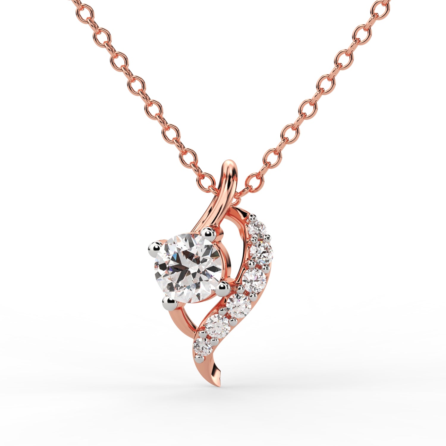 Elegant Wave Diamond Pendant Necklace
