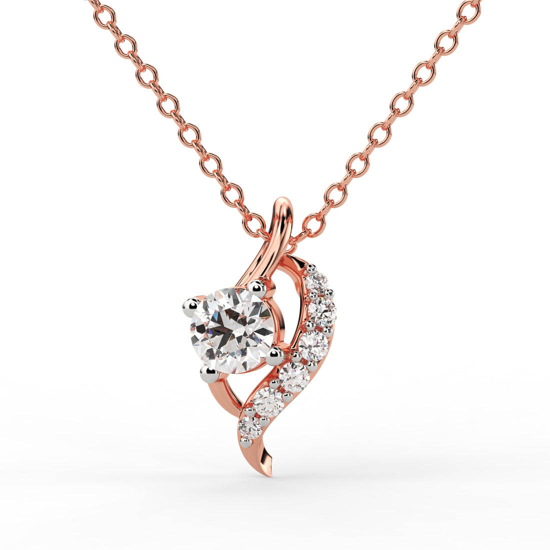 Elegant Wave Diamond Pendant Necklace