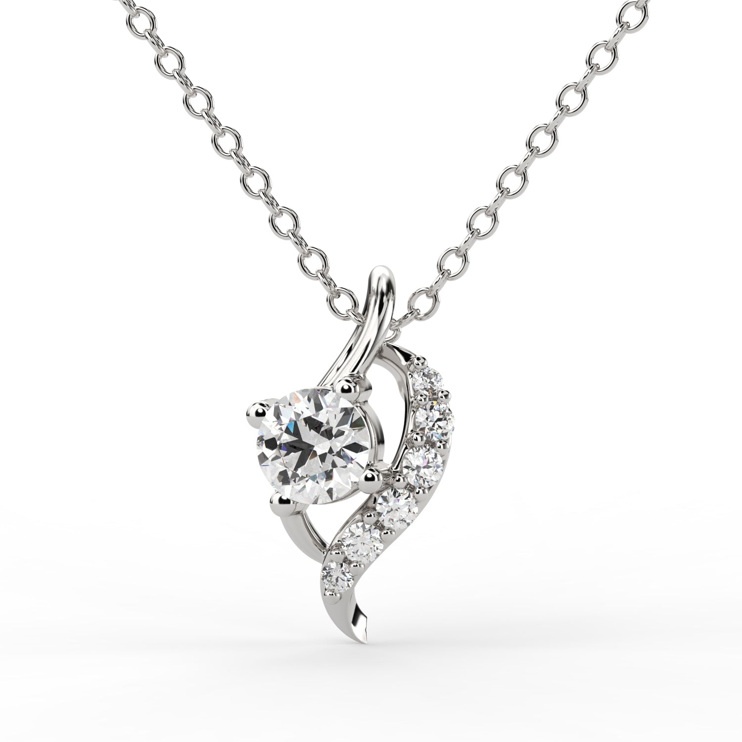 Elegant Wave Diamond Pendant Necklace