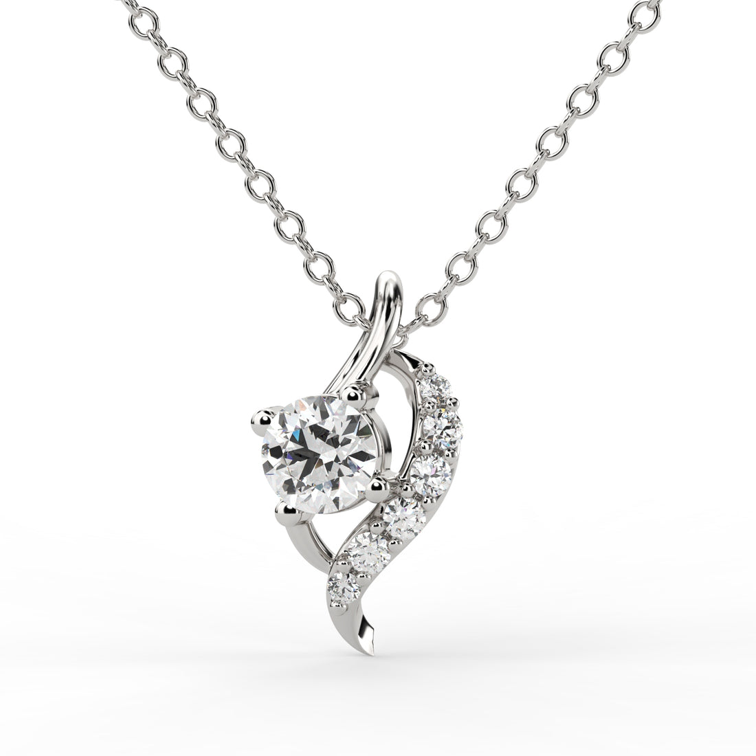 Elegant Wave Diamond Pendant Necklace