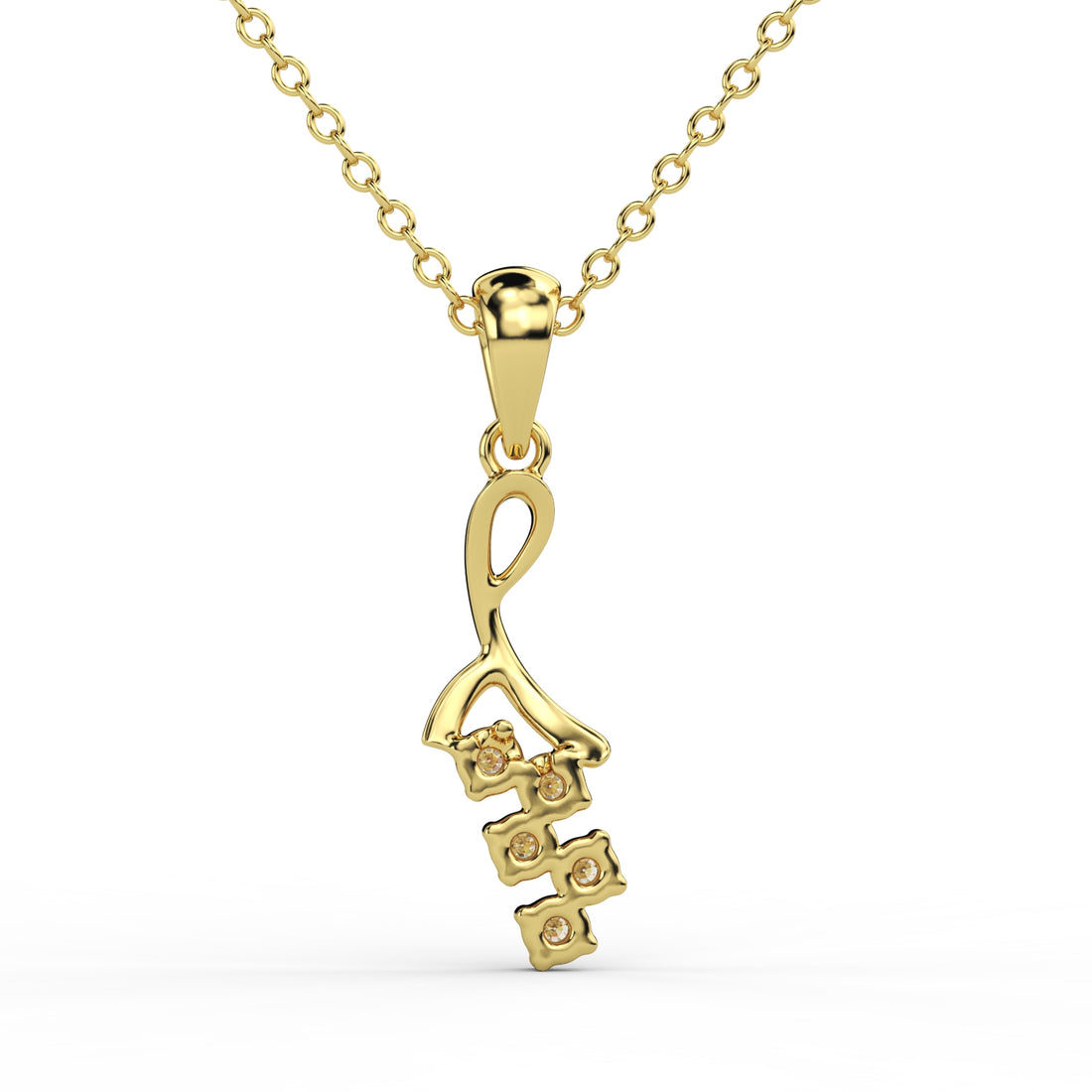 Vertical diamond cluster pendant in gold setting