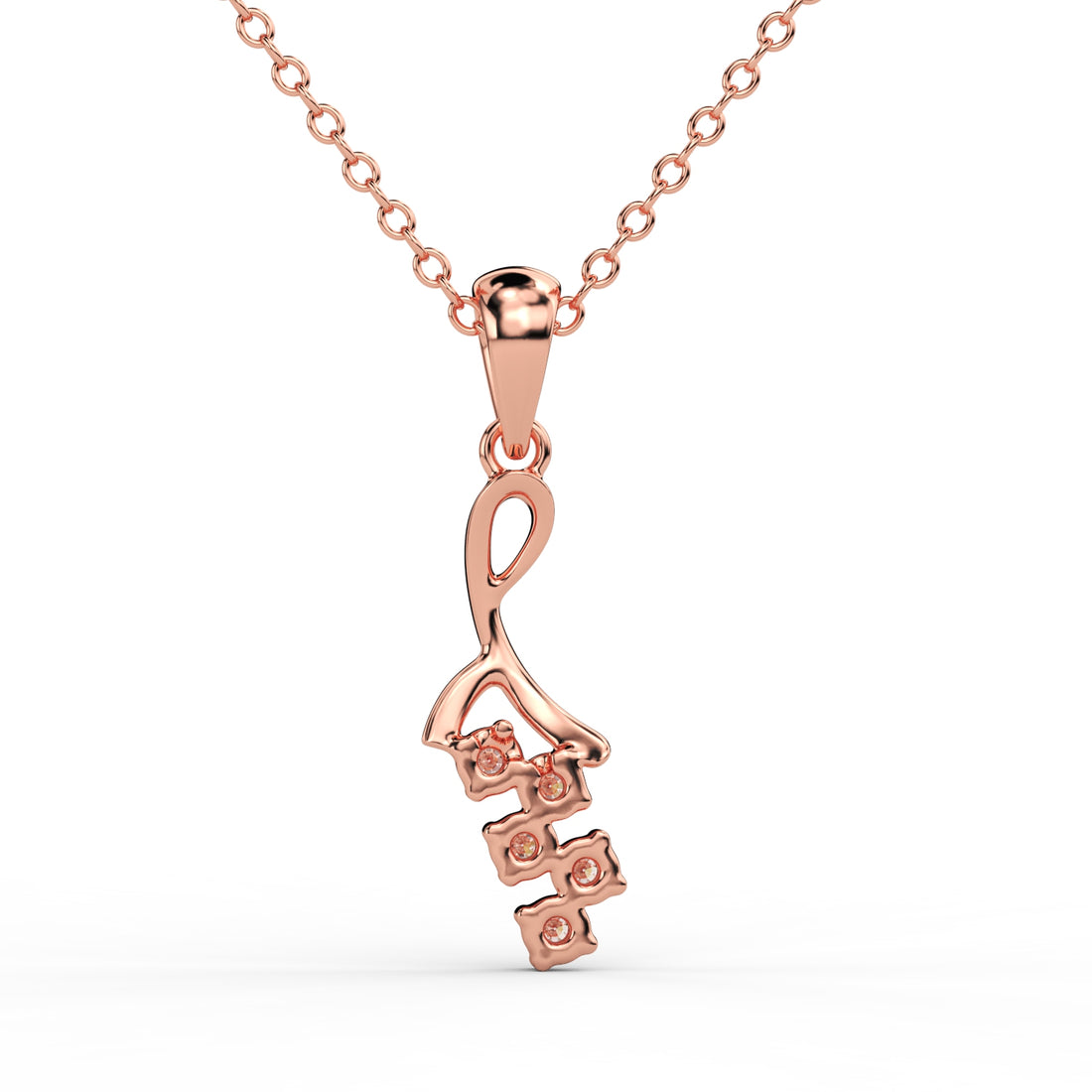 Vertical gold pendant necklace with multiple diamonds