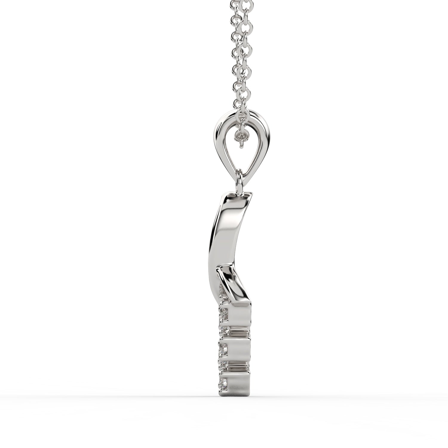Gold cluster diamond pendant side angle