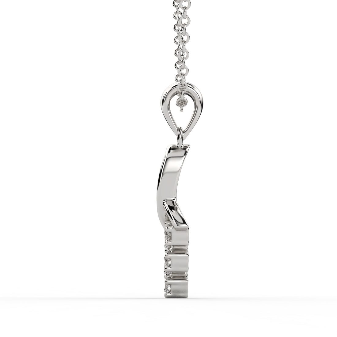 Gold cluster diamond pendant side angle
