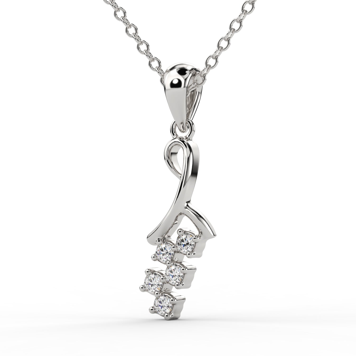 Modern vertical diamond pendant necklace in gold