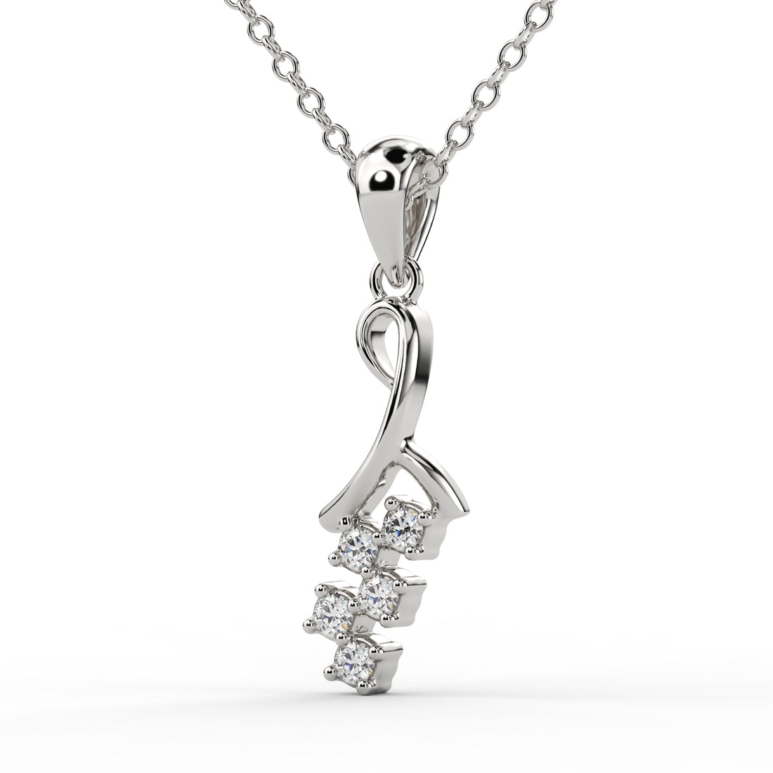 Modern vertical diamond pendant necklace in gold