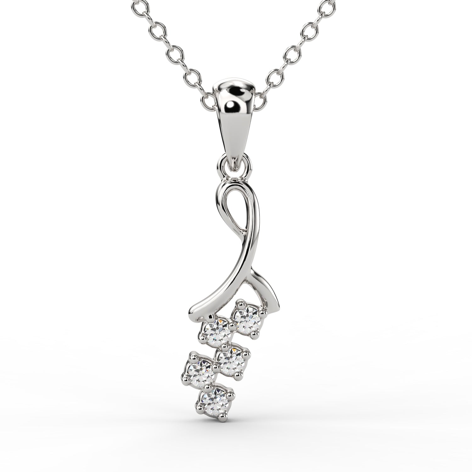 Close-up of gold diamond drop pendant detailing