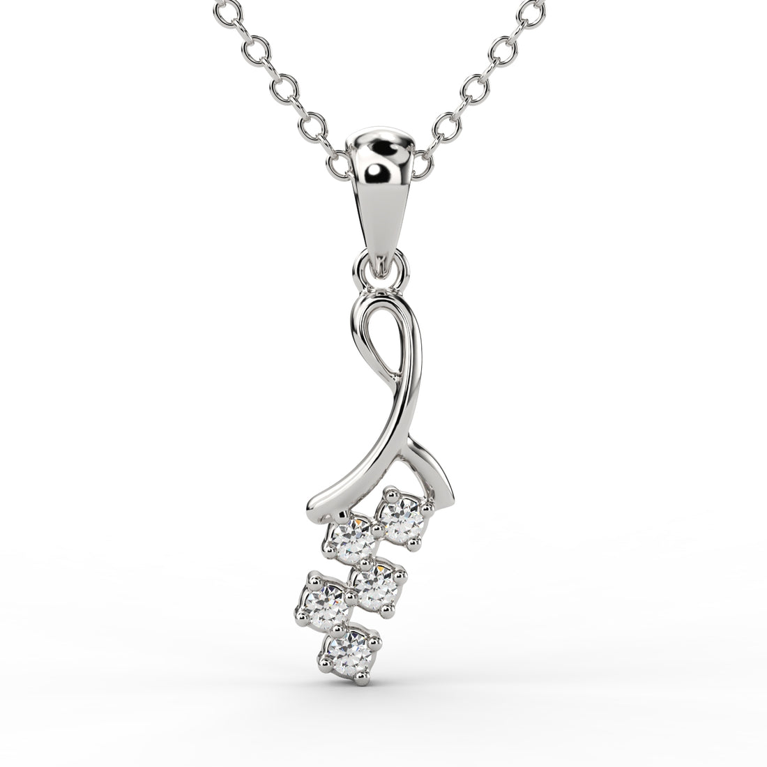 Close-up of gold diamond drop pendant detailing