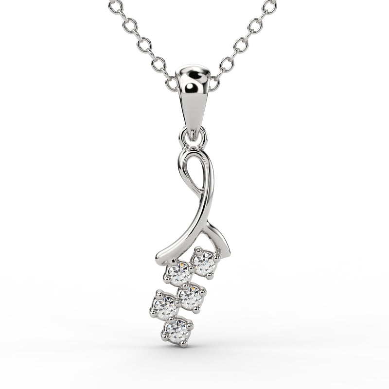 Curved Diamond Pendant with Chain
