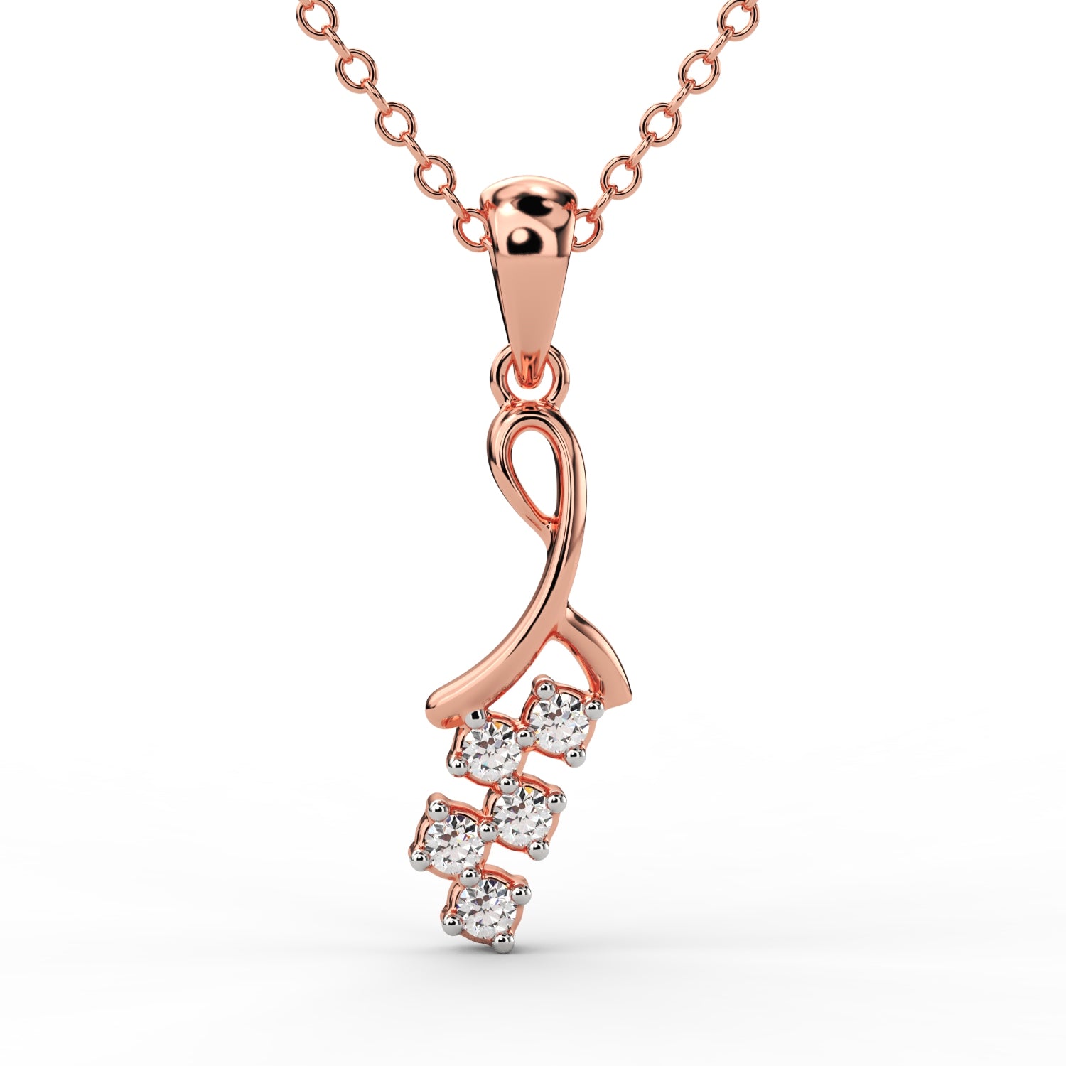 Elegant gold diamond pendant with curved design