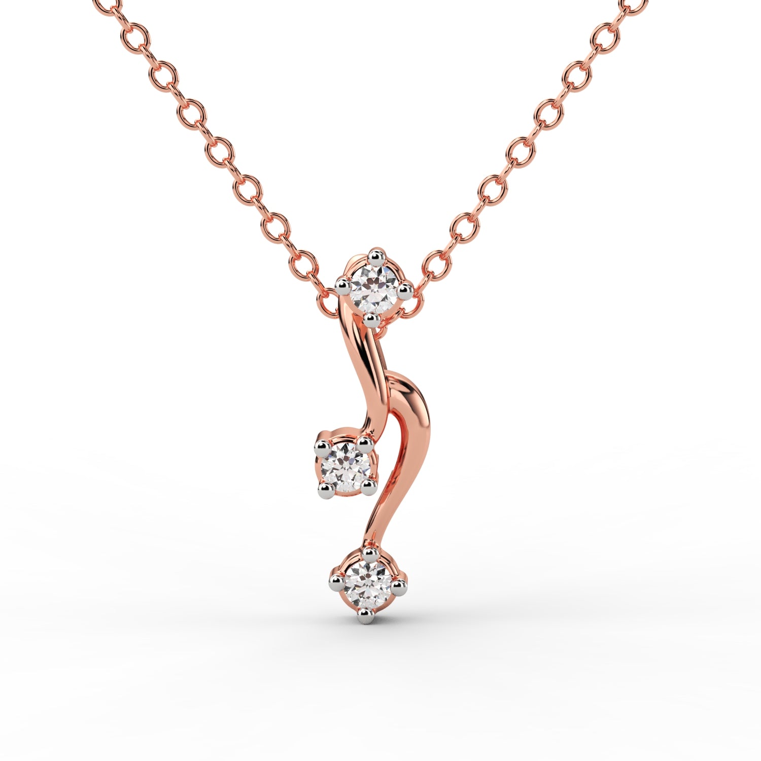 Riaagh elegant triple diamond gold necklace pendant
