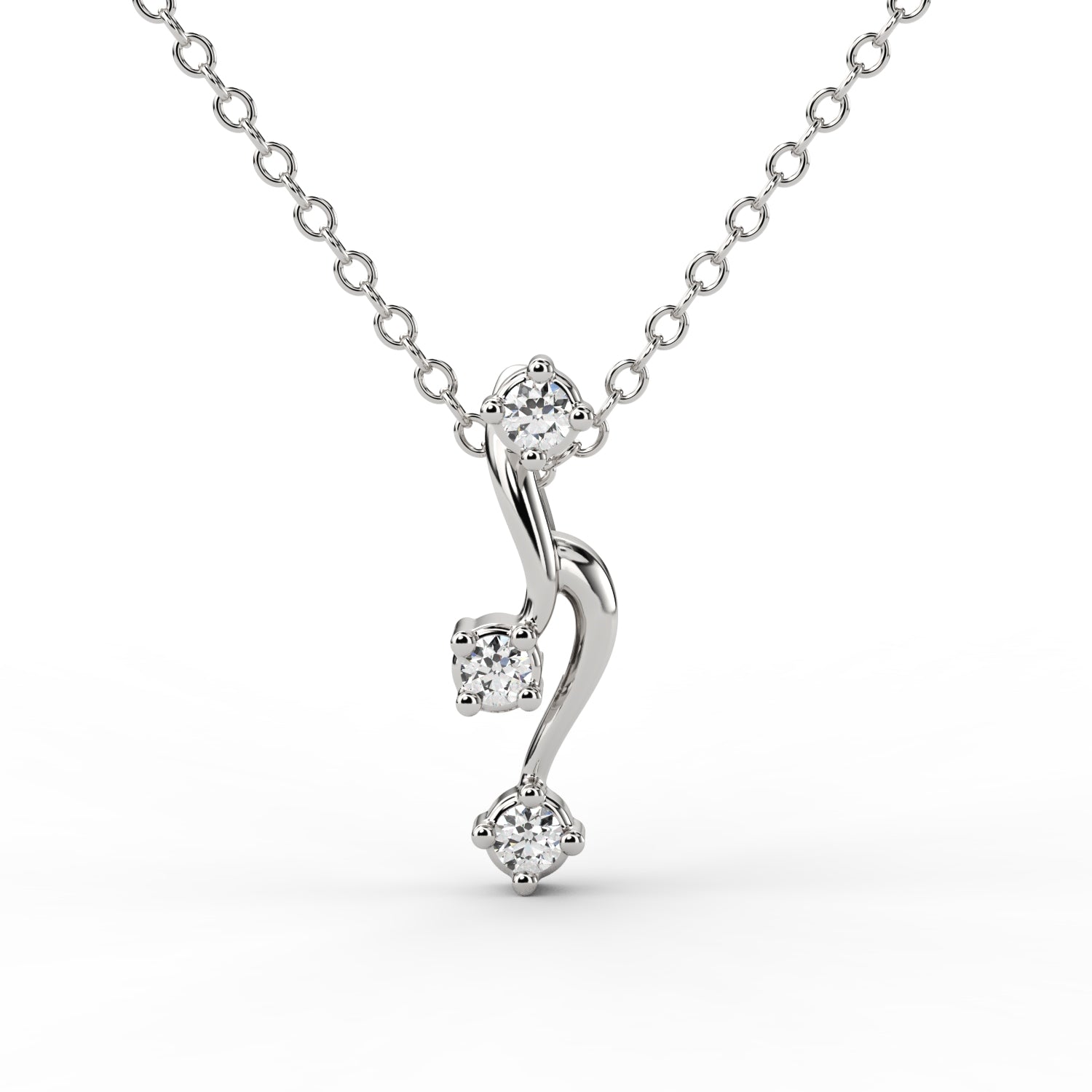 Riaagh gold diamond pendant with three round-cut stones