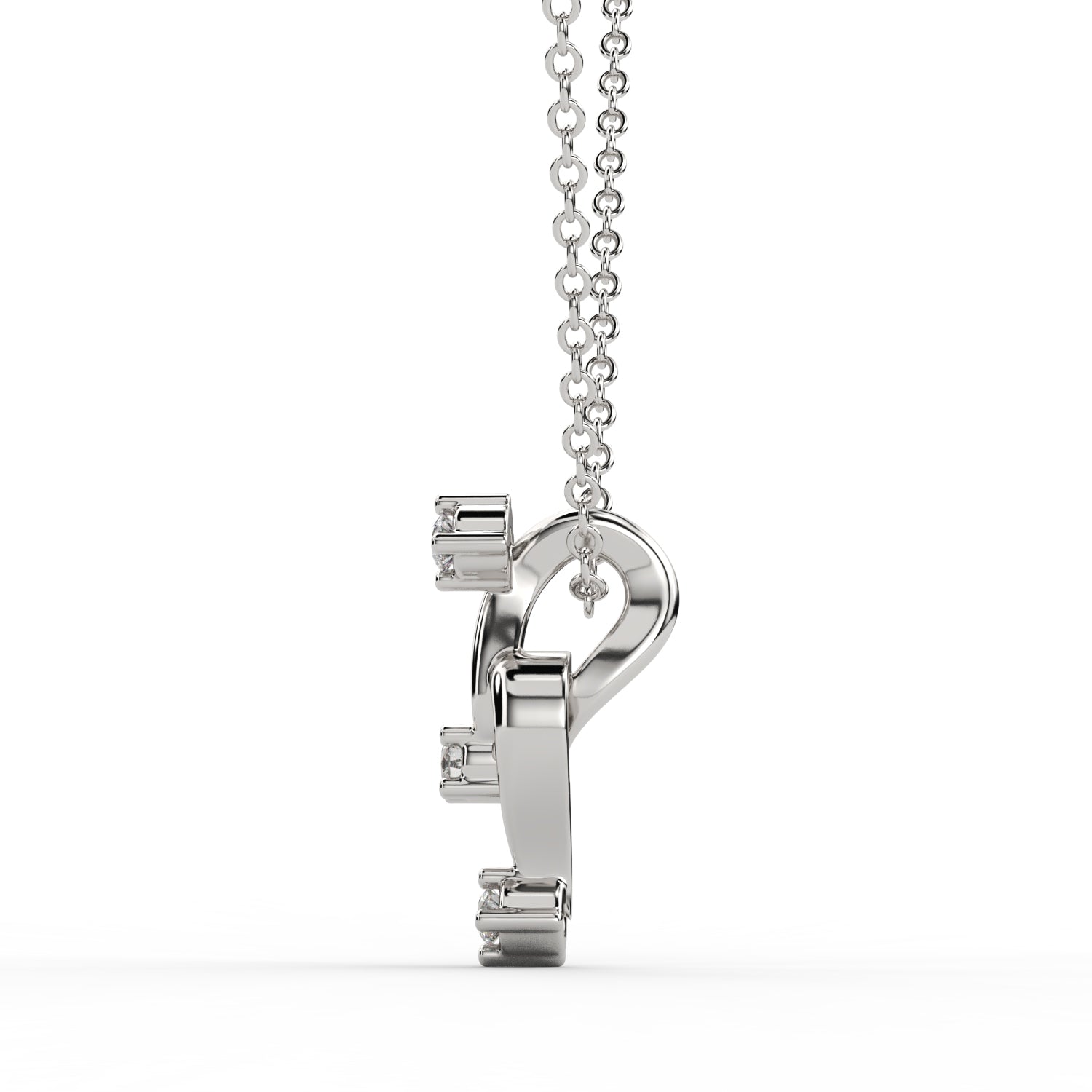 Riaagh trendsetting gold pendant with three solitaire diamonds