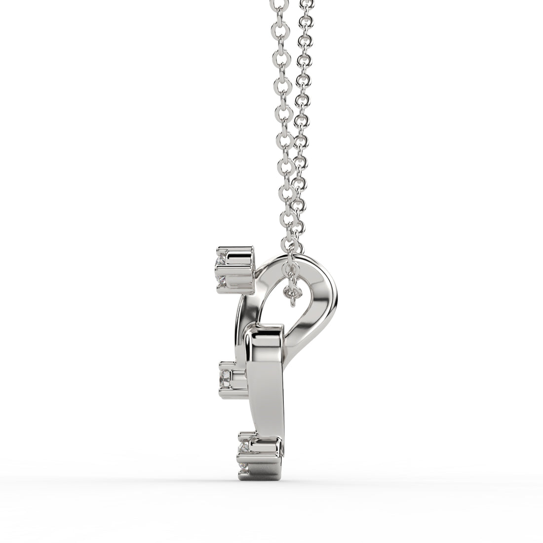 Riaagh trendsetting gold pendant with three solitaire diamonds