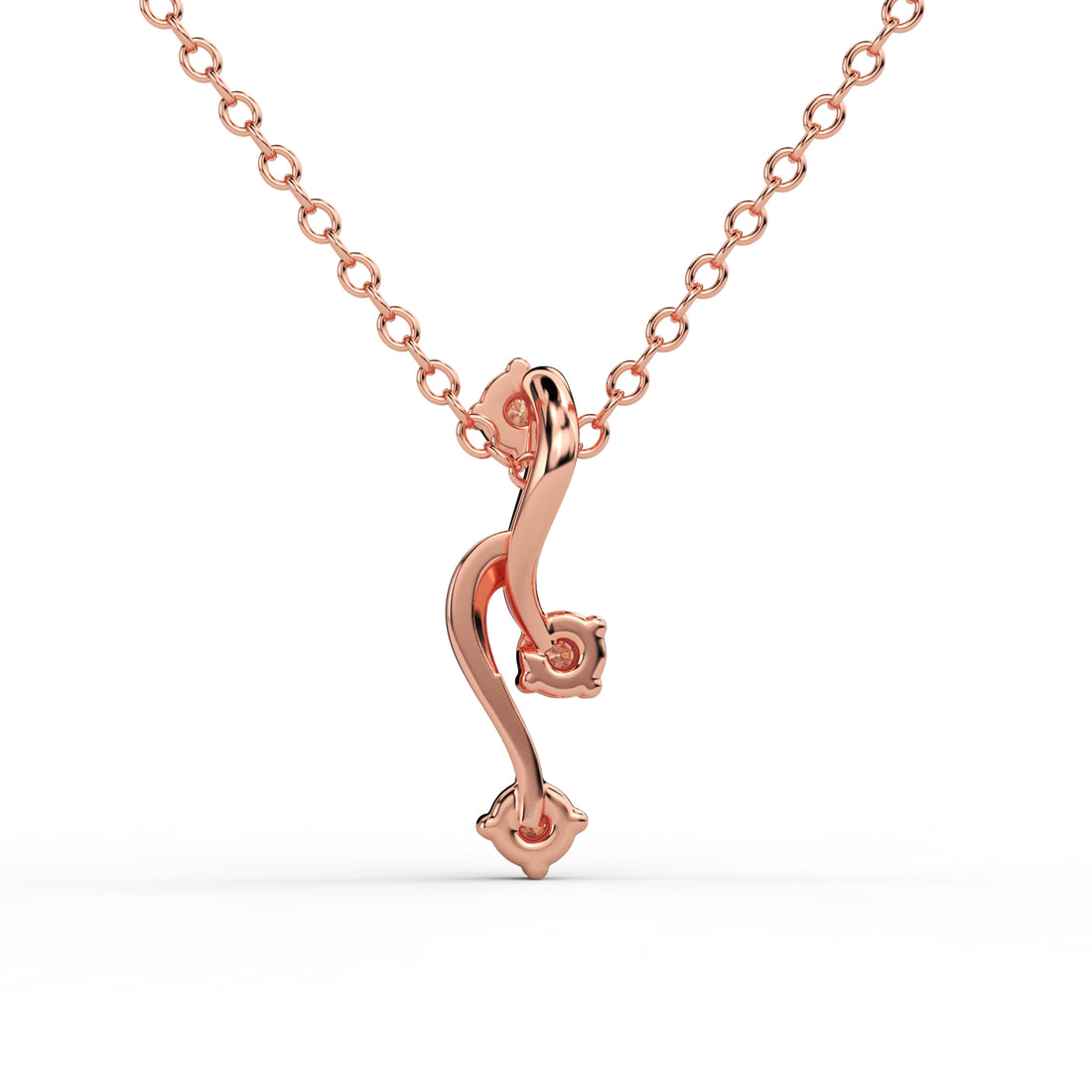 Riaagh curved design gold pendant with three diamonds