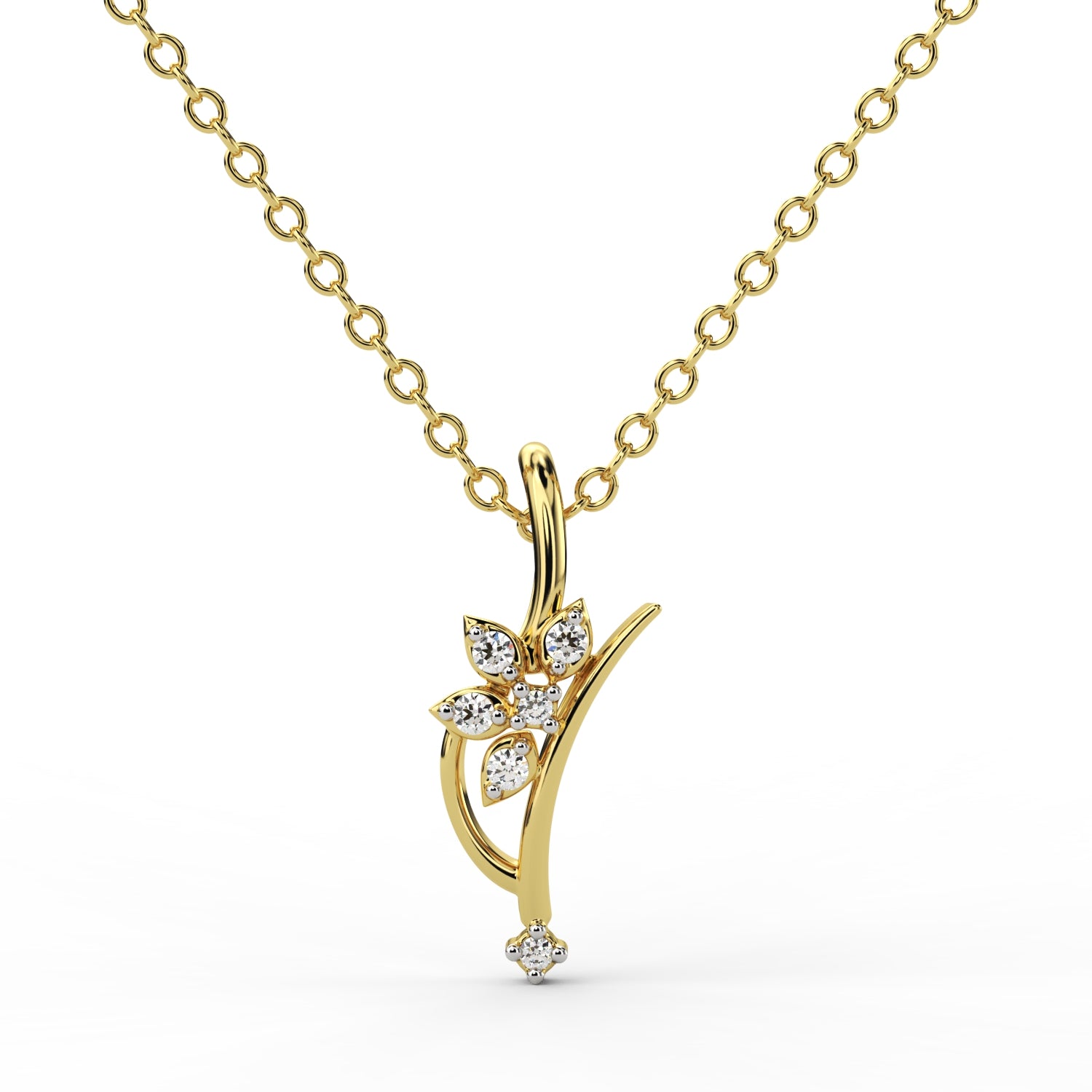 Floral Diamond Cluster Wedding Pendant