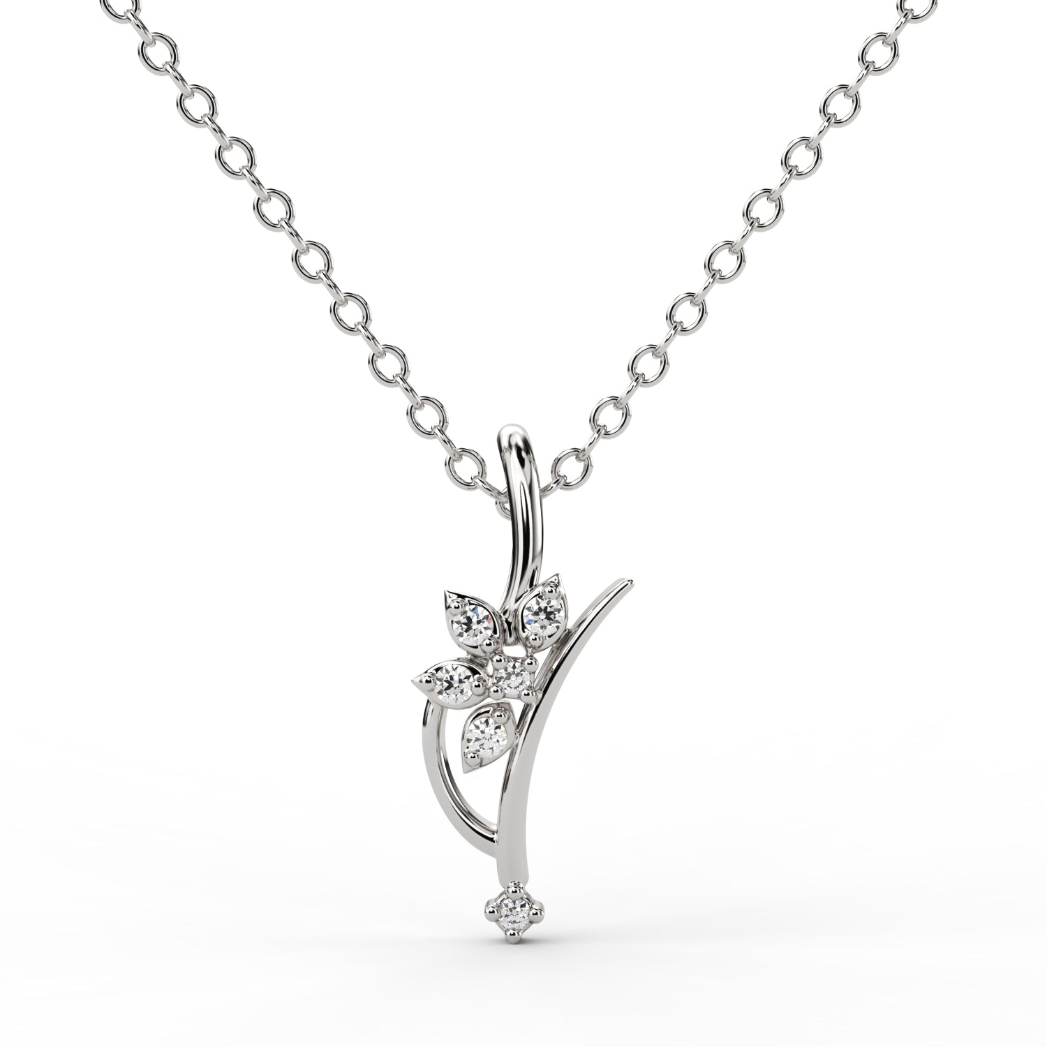 Floral Diamond Cluster Wedding Pendant