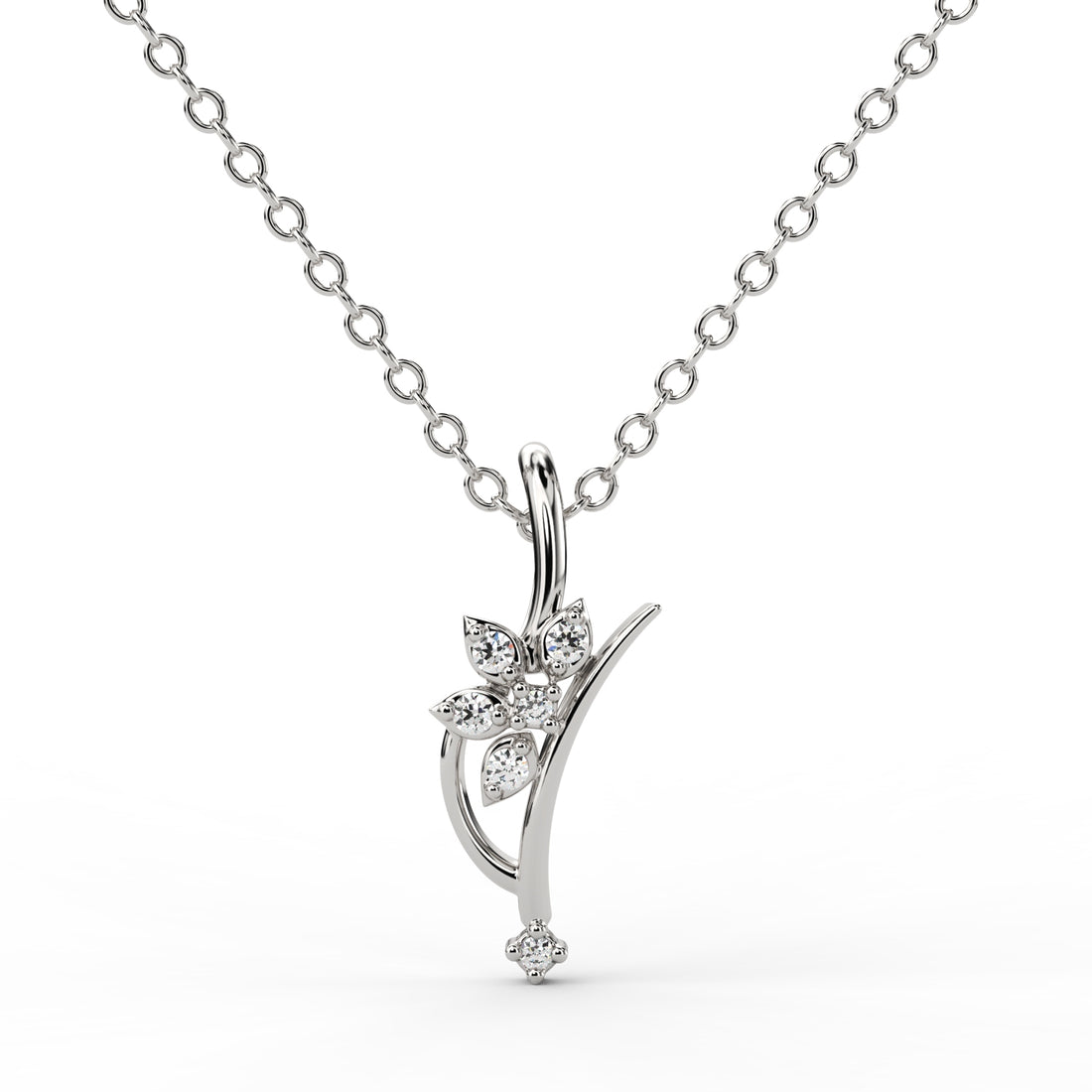 Floral Diamond Cluster Wedding Pendant