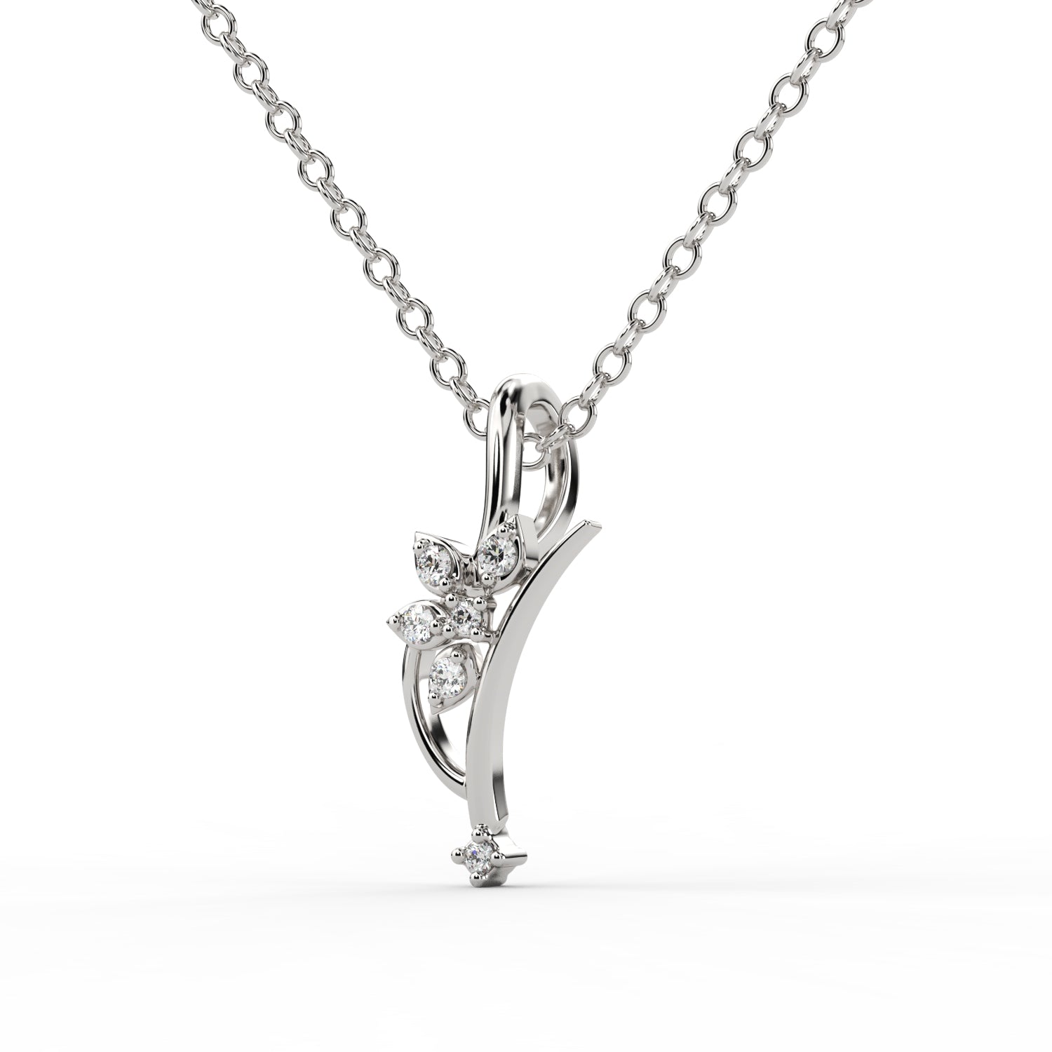 Floral Diamond Cluster Wedding Pendant