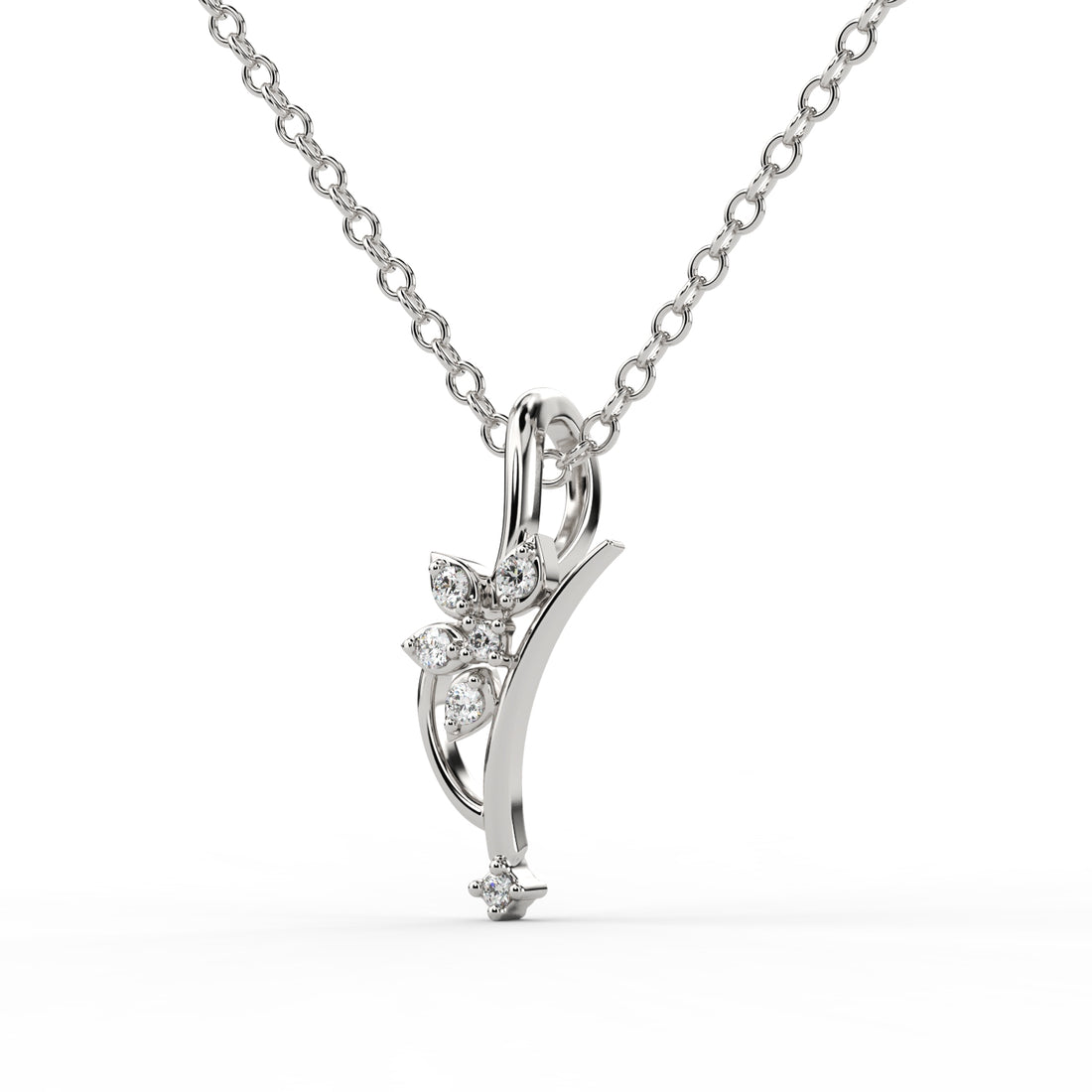 Floral Diamond Cluster Wedding Pendant