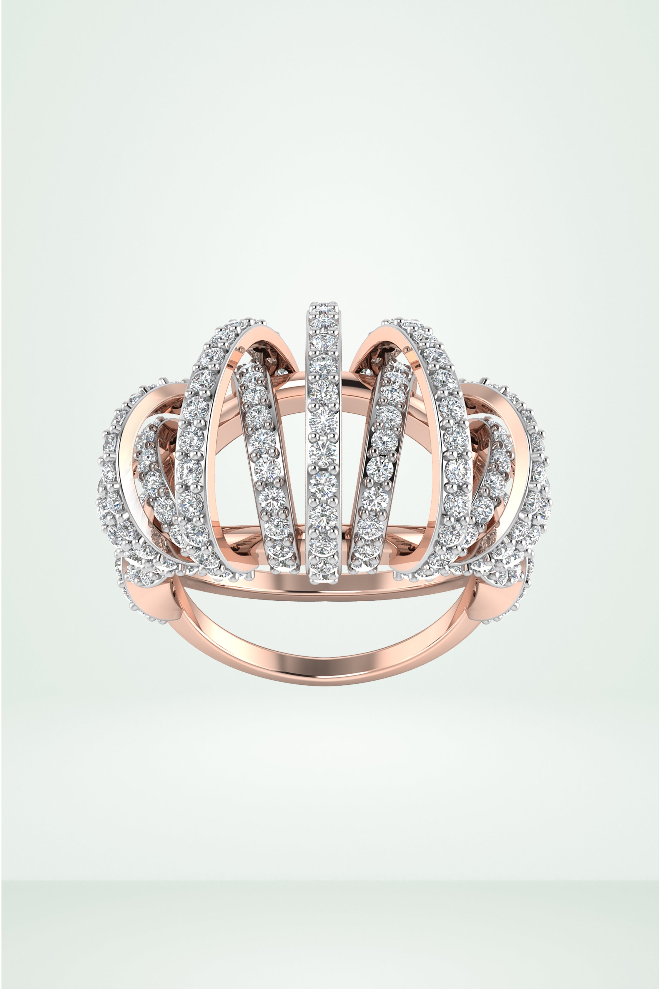Riaagh Caged Ring With Multi Diamond Row