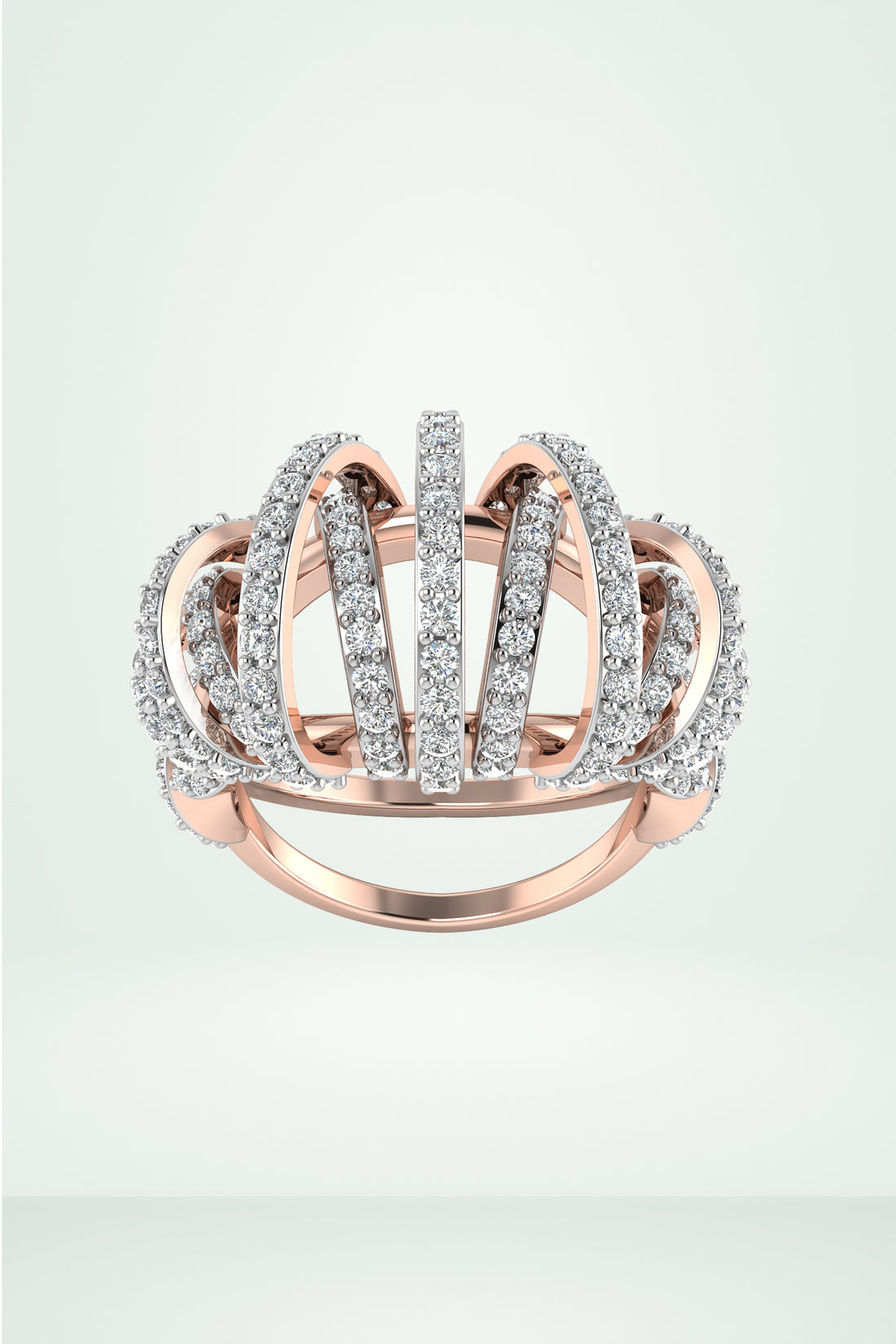 Riaagh Caged Ring With Multi Diamond Row