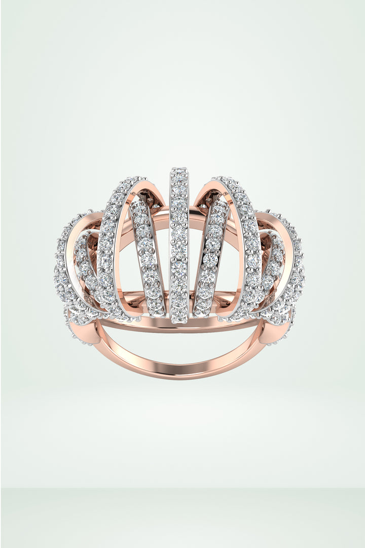 Riaagh Caged Ring With Multi Diamond Row