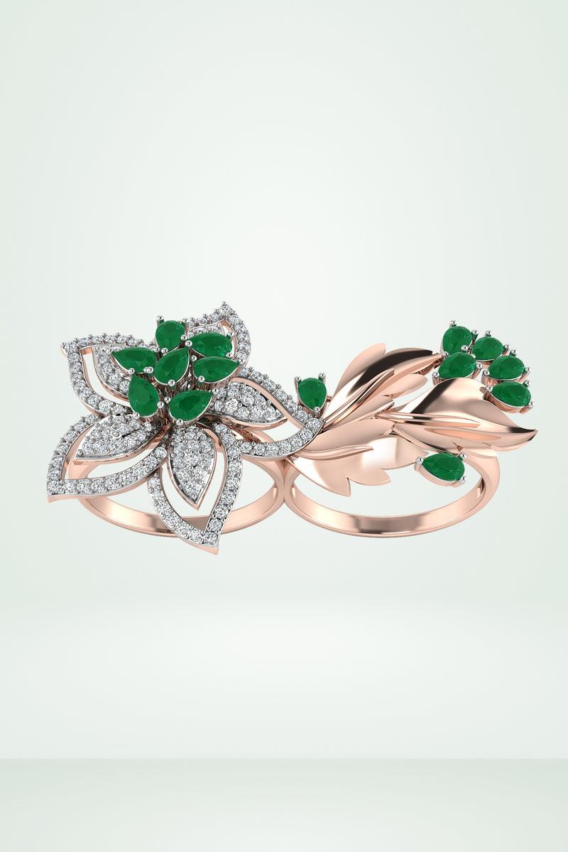 Dual Finger Floral Diamond Ring