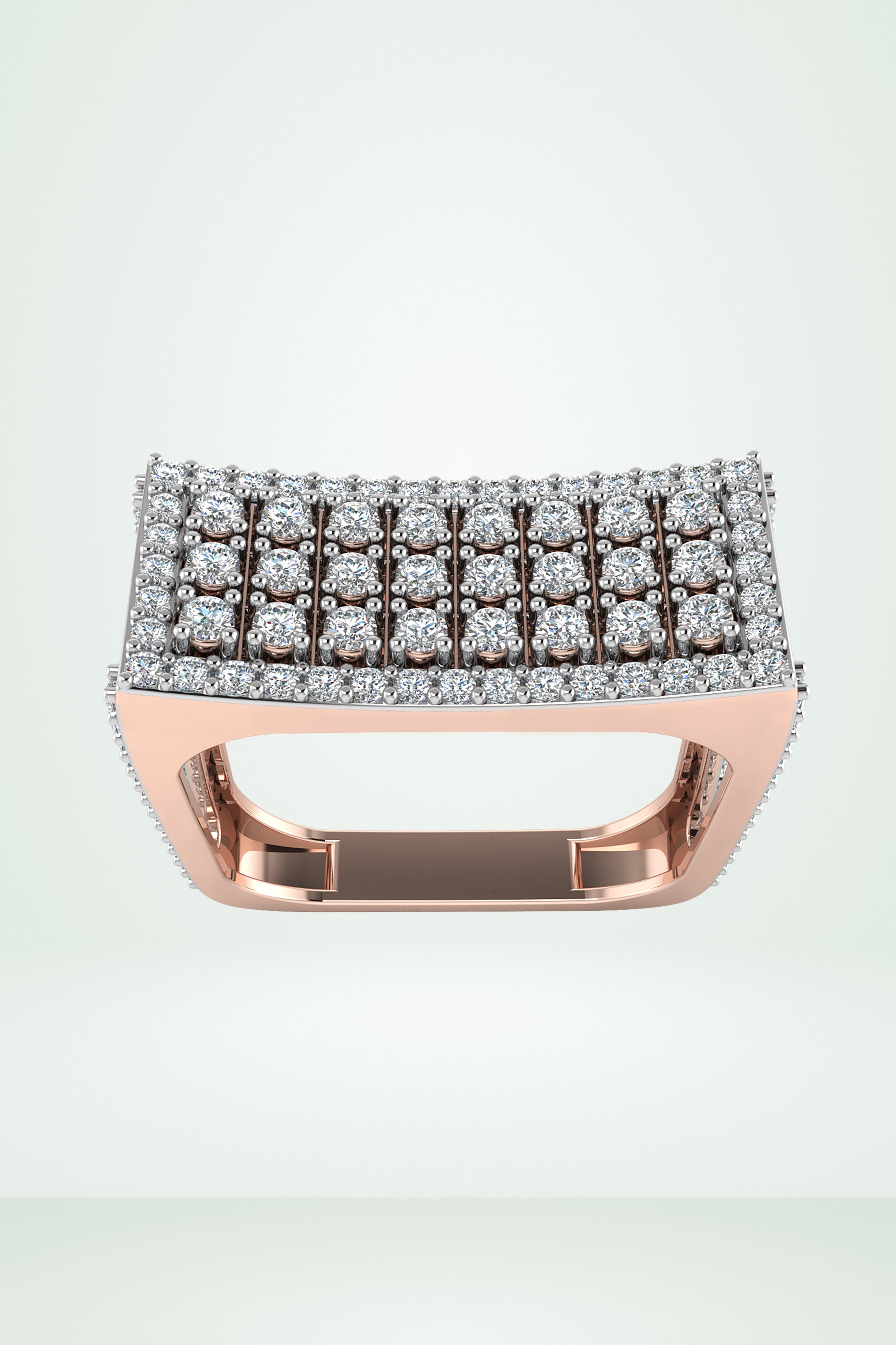 Cluster Diamond Square-Set Wide Ring
