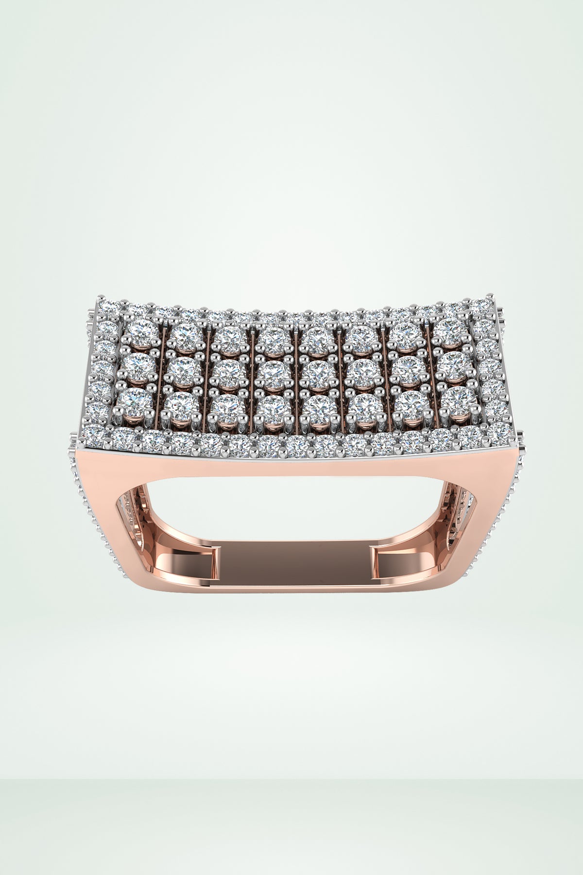 Cluster Diamond Square-Set Wide Ring