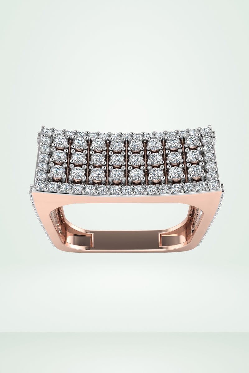 Cluster Diamond Square-Set Wide Ring