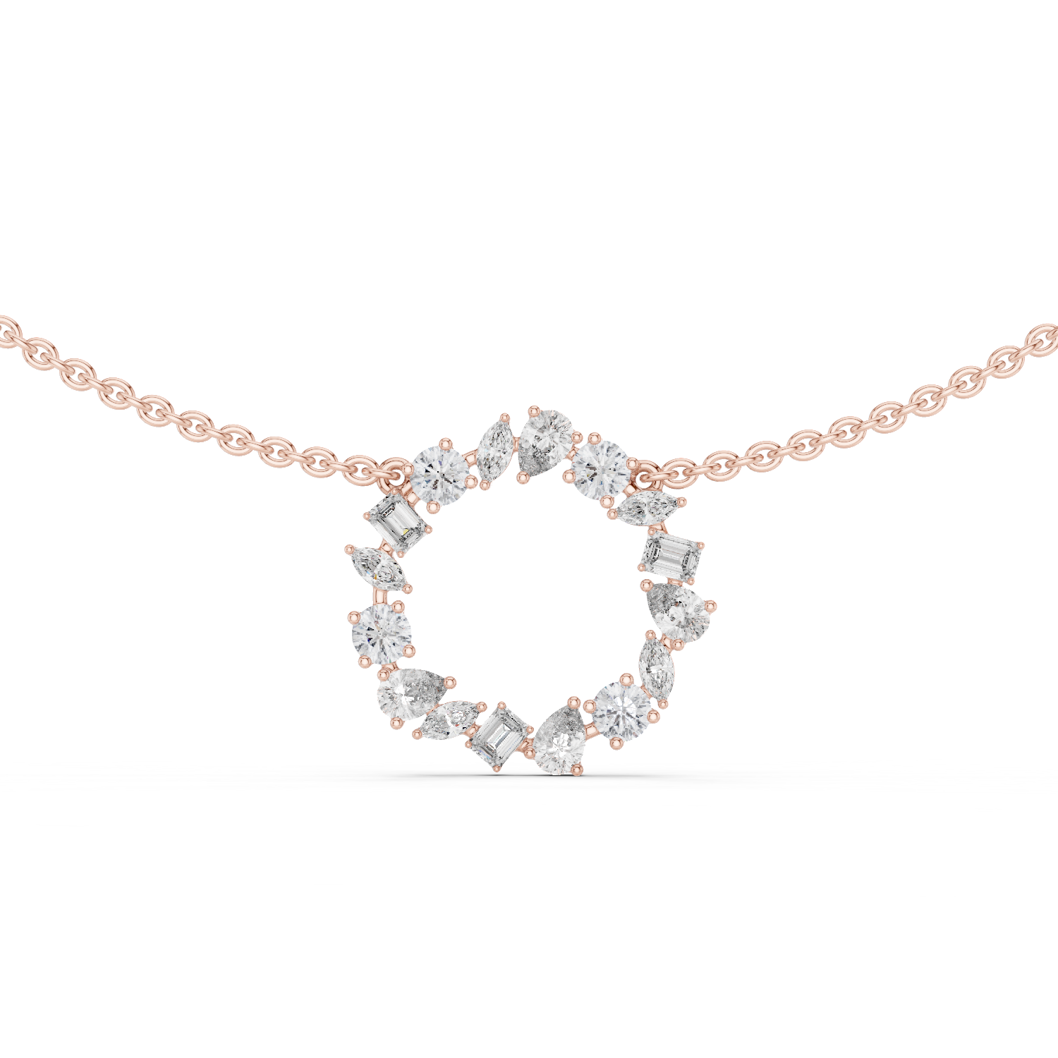 Mixed Cut Diamond Wreath Necklace