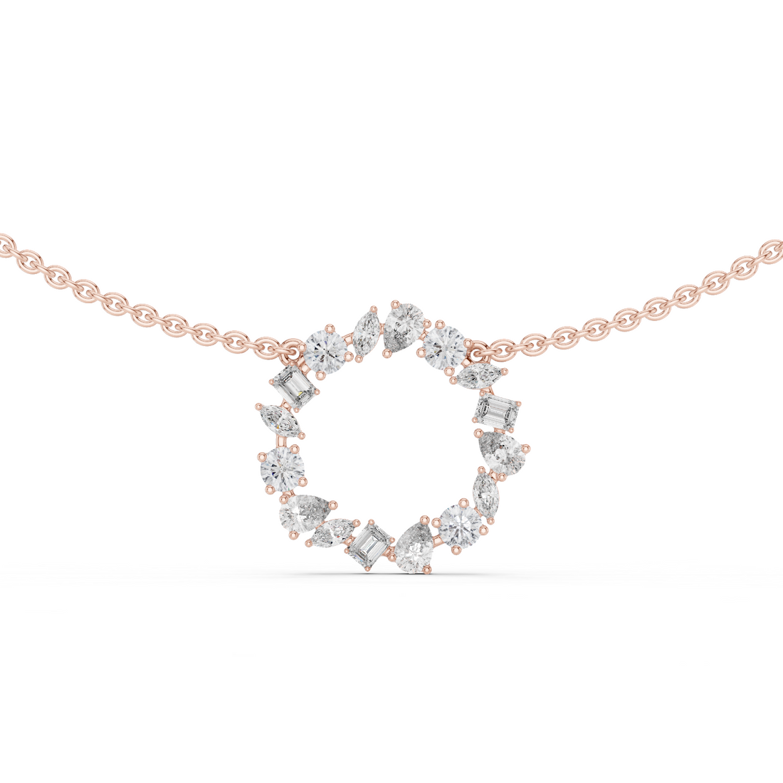 Mixed Cut Diamond Wreath Necklace