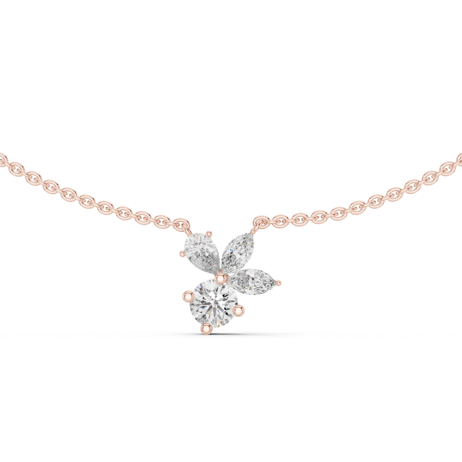 Petal Cluster Dainty Diamond Necklace