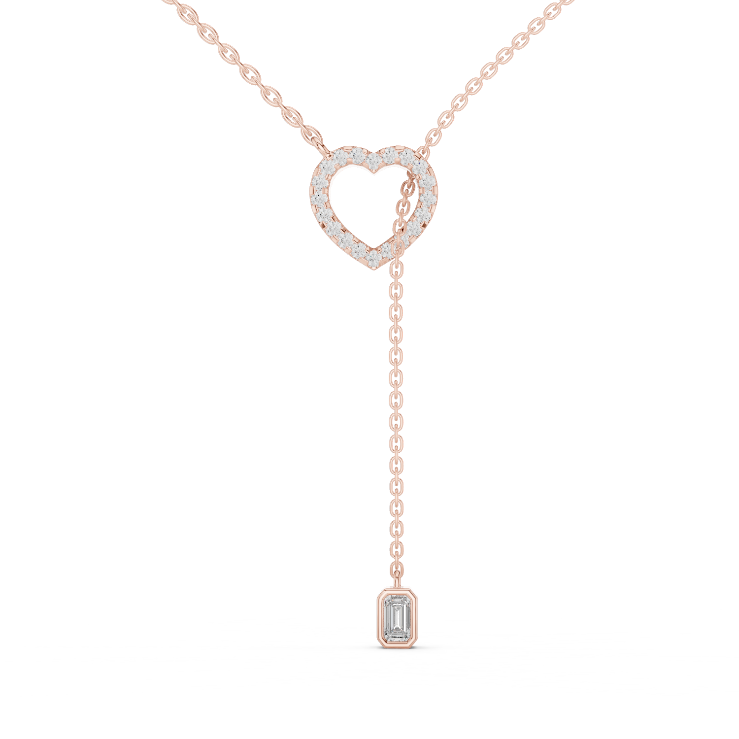 Pave Diamond Halo Open Heart Necklace