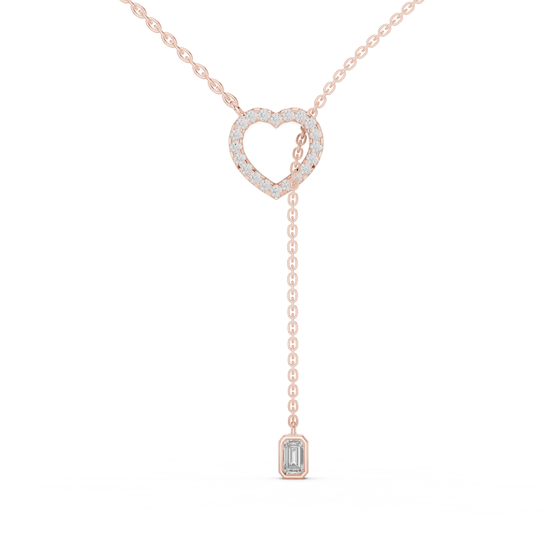 Pave Diamond Halo Open Heart Necklace