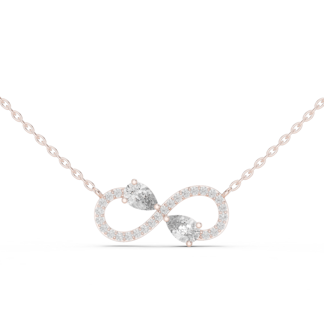 The Eternal Infinity Necklace two pear-cut stones