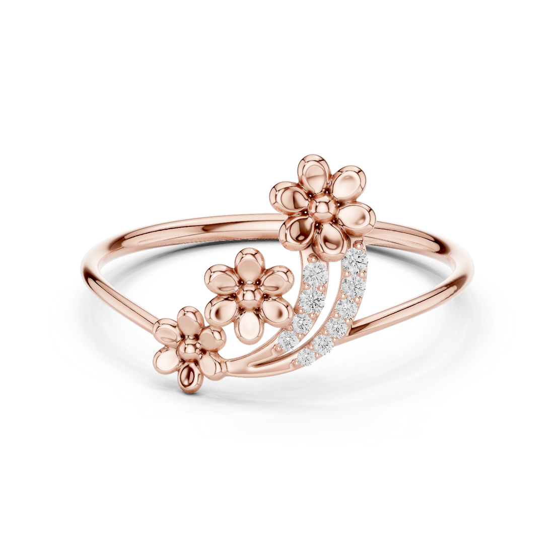 Three Flower Diamond Ring