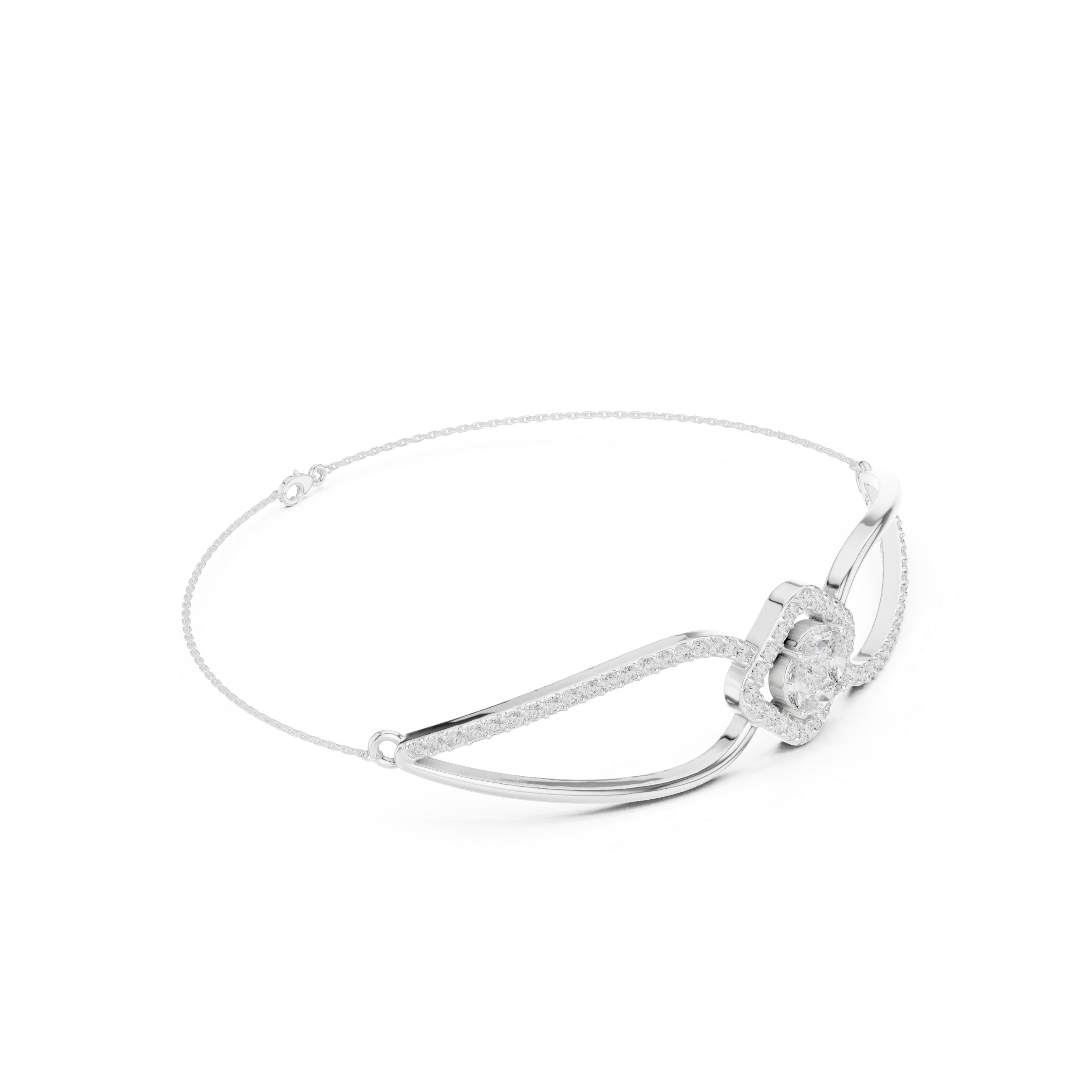 Asymmetrical Cluster Diamond Bracelet