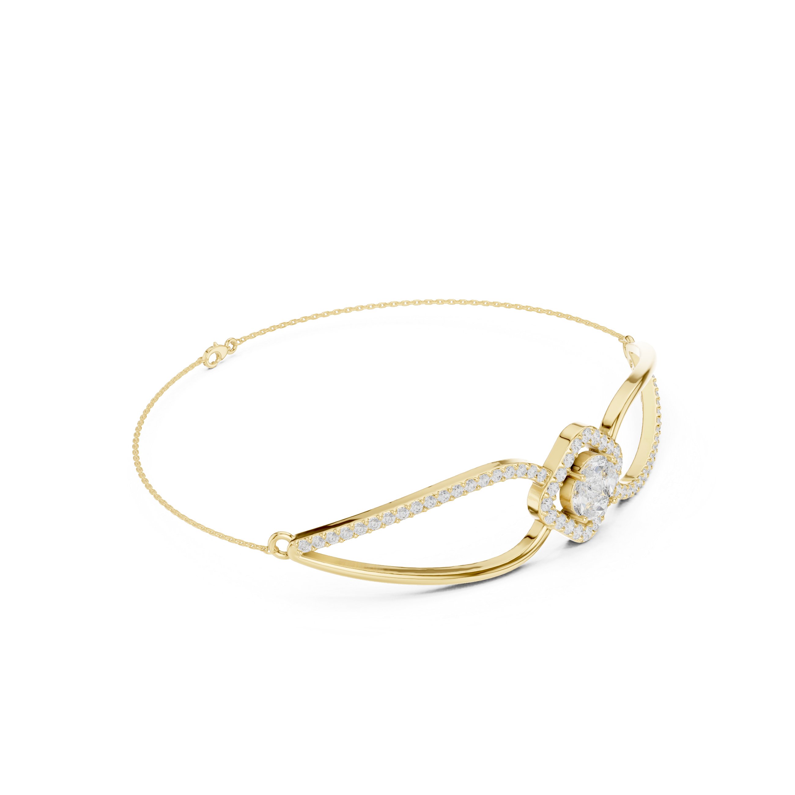 Asymmetrical Cluster Diamond Bracelet