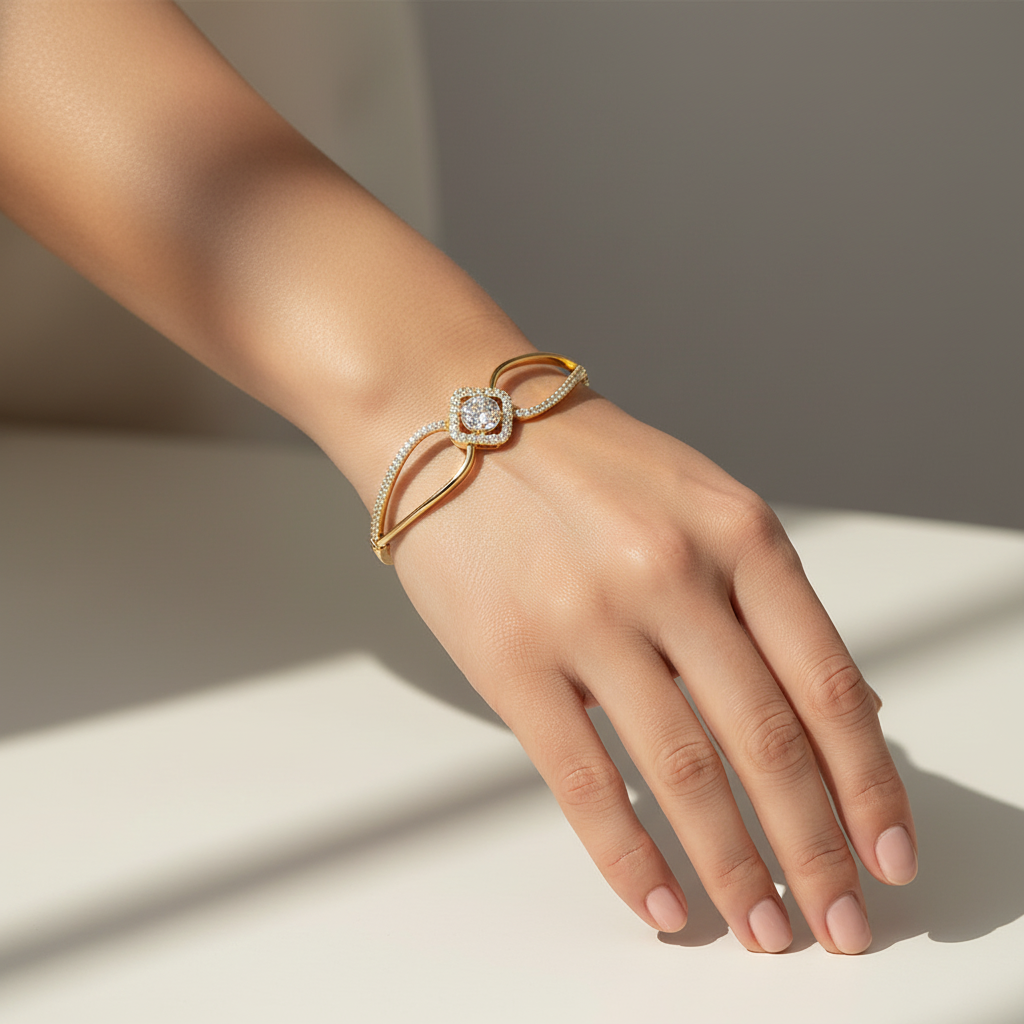 Asymmetrical Cluster Diamond Bracelet