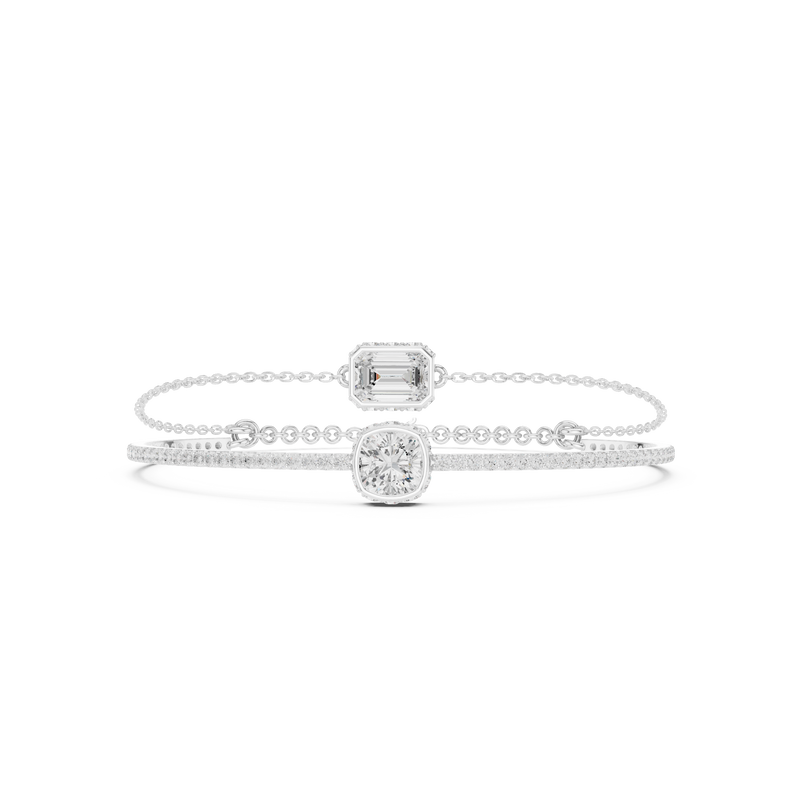 Layered Diamond Duo Bracelet Set
