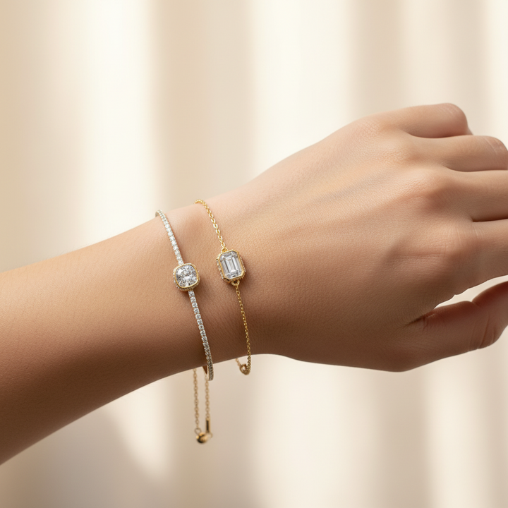 Layered Diamond Duo Bracelet Set